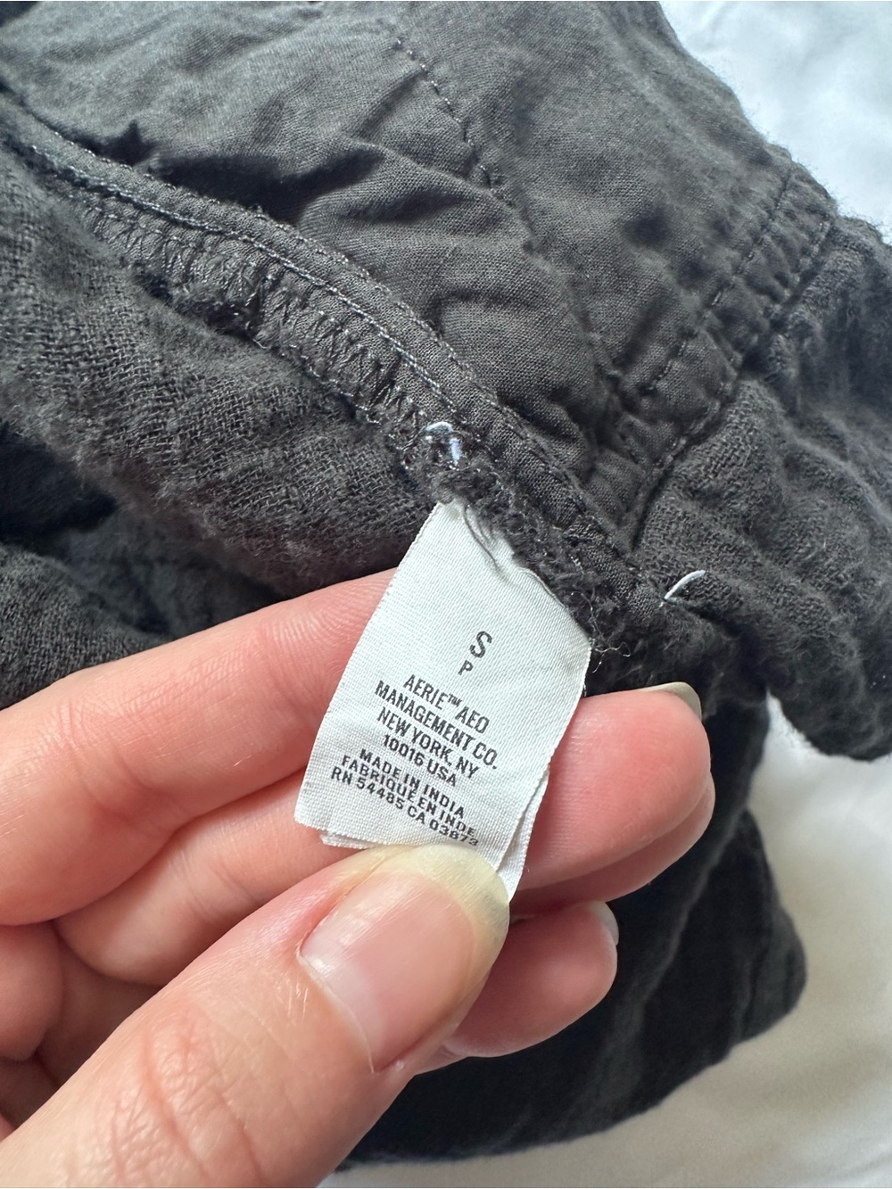 Aerie Charcoal Waffle Tie-Strap Short Overalls - Picture 5 of 5